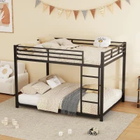 Letto a castello per bambini 6+ anni in metallo 140x200 cm, senza materasso, Nero(m-5)
