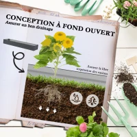 Outsunny Carré potager rectangulaire, lit de jardin surélevé en acier galvanisé, fond ouvert, 240 x 60 x 30 cm, gris foncé(m-5)