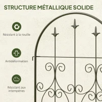 Outsunny Lot de 2 supports pour plantes grimpantes, treillis de jardin, pour légumes, vignes, fleurs, en métal, 50 x 220 cm, noir(m-7)
