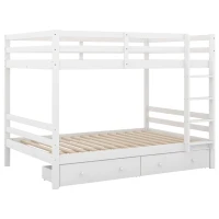 Letto a castello per bambini 6+ anni, 140x200 cm, con 2 cassetti, senza materasso, Bianco(m-8)