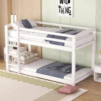 Letto a castello per bambini 6+ anni, 90x200 cm, struttura in legno, senza materasso, Bianco(m-1)