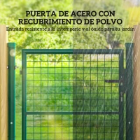 Outsunny Puerta de Jardín de Acero con Cerradura y Llaves con Asa Cerradura y 3 Llaves para Exterior Patio 100x79 cm Verde(m-4)