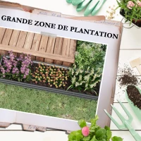 Outsunny Carré potager rectangulaire, lit de jardin surélevé en acier galvanisé, fond ouvert, 240 x 60 x 30 cm, gris foncé(m-4)