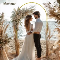 Outsunny Support d'arche de fond en métal doré pour mariage, 2,2 m, arche de jardin, mariage, arche de ballons floraux(m-6)