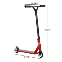 HOMCOM Stunt Scooter, 360° Entry Level Tricks Scooter w/ Lightweight Aluminium Deck and ABEC 7 Bearing, For Age 14+ Beginners, Red(m-3)
