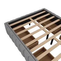 Letto Matrimoniale Moderno con Rete a Doghe, Design Minimalista, senza Testiera e Materasso, 4 Cassetti Contenitori, 218x149x35 cm, Grigio(m-7)