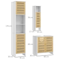 Conjunto de Muebles para Baño con Mueble para Lavabo Columna y Armario Auxiliar Estantes Ajustables Sistema Anti-vuelco(m-3)