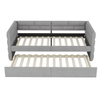 Canapé-lit avec lit gigogne 90x200 cm, sans matelas, Gris(m-2)