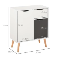 HOMCOM Sideboard Floor Cabinet Storage Cupboard with Drawer and Solid Wood Legs for Bedroom, Living Room, Entryway, Grey(m-3)