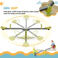 HOMCOM Baloiço para crianças acima de 3 anos giratória de 360º carga 35 kg (cada assento) 180x65x53 cm Cinza e Verde(m-5)