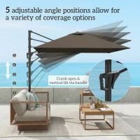 Outsunny Patio Offset Parasol Umbrella - Tan(m-5)