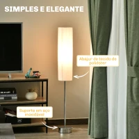 HOMCOM Candeeiro de Pé Moderno com Base de Aço Inoxidável Cor Branca 120cm(m-4)