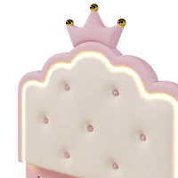 Letto imbottito 90x200 cm con rete a doghe, tema principessa, senza materasso, Rosa(m-6)