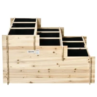 Outsunny Hochbeet, 3 Etagen, Innenauskleidung aus Vlies, lackiertes Naturholz, 117 x 100 x 54 cm(m-14)
