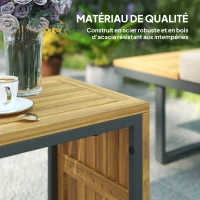 Outsunny Ensemble de meubles de jardin modulable en bois d'acacia 6 places, salon de jardin d'angle avec table, gris(m-4)