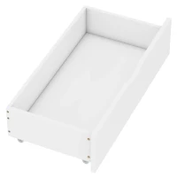 Lit superposé 90x200 cm avec lit gigogne, marches de rangement et deux tiroirs, sans matelas, Blanc(m-8)