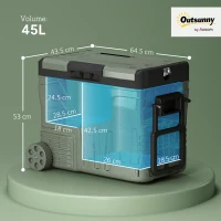 Outsunny 45L Two Compartment Car Fridge Cooler - Green(m-3)