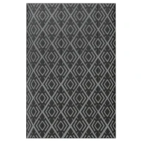 Outsunny Alfombra de Exterior Reversible 182x274 cm con Patrón Geométrico de Rombos Impermeable Bolsa de Transporte Negro(m-1)