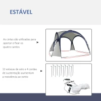 Outsunny Abrigo de Campismo 3,5x3,5 m Toldo de Campismo Dobrável com Gancho Proteção UV e Bolsa de Transporte Cinza e Azul(m-7)