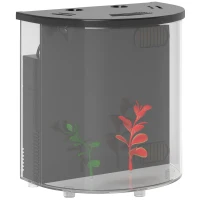 PawHut 3L Small Fish Tank with Filter System, LED Light, Small Fish Tank for Betta, Goldfish, Shrimp, Black(m-1)