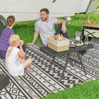 Outsunny 3 ft Folding Camping Table w/ Adjustable Heights, Portable Lightweight Outdoor Folding Picnic Table with Metal Mesh Desktop & Aluminium Legs for Picnic, Garden, Party, Black(m-2)