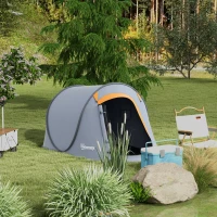 Outsunny Tenda de Campismo para 1-2 Pessoas Impermeável de 2000 mm com Bolsa de Transporte para Pesca 245x148x105 cm Cinzento(m-2)