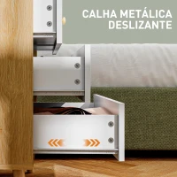 HOMCOM Cômoda de 4 Gavetas com Puxadores de Madeira Cómoda Estreita para Sala Corredor 60x35x65 cm Madeira e Branco(m-6)