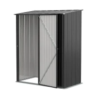 Outsunny Gartenschuppen Geräteschuppen, verschließbare Tür, wetterbeständig, inkl. Regale, 161,5 cm x 94,5 cm x 196 cm, Schwarz(m-12)