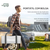 Outsunny Tenda de Campismo Familiar para 3 Pessoas Tenda Campismo Dobrável com Gancho e Bolsa de Transporte 470x220x150 cm Cinzento(m-7)