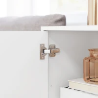 HOMCOM Aparador Moderno para Sala de Estar com Prateleiras Ajustáveis e Pés Dourados Móvel para TV até 65 Polegadas 140,8x35x77,5 cm Branco(m-8)