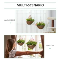 Outsunny Pack of 2 Artificial Clematis Flowers Hanging Planter Basket for Indoor Outdoor Decoration(m-5)