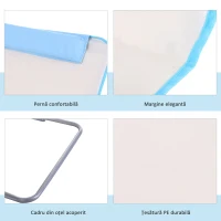 Outsunny Set 2 Șezlonguri de Plajă Pliabile cu Tetieră, Spătar Reglabil și Husă pentru Transport, 134x48x33-43 cm, Bej(m-7)