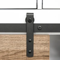 HOMCOM Aparador com Porta de Correr de Celeiro Suporte para 6 Garrafas e 2 Gavetas Estilo Rústico 80x39x86 cm Branco e Madeira(m-8)