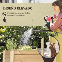 Outsunny Huerto Urbano Elevado de Madera 86x46x76 cm con Tela no Tejida para Cultivos Plantas Flores Natural(m-5)