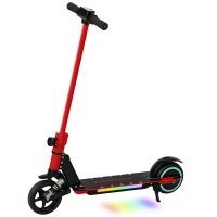 SPORTNOW Folding Electric Scooter for Kids, with Dual Brakes, Front Suspension, LED Colourful Lights, Red(m-1)