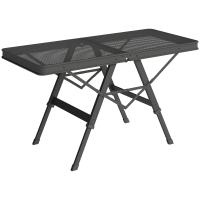 Outsunny 3 ft Folding Camping Table w/ Adjustable Heights, Outdoor Folding Picnic Table with Metal Mesh Desktop & Aluminium Legs, Portable Lightweight BBQ Table for Picnic, Garden, Party, Black