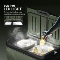 Outsunny 45L Two Compartment Car Fridge Cooler - Green(m-7)