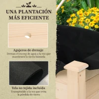 Outsunny Huerto Urbano Elevado de Madera 86x46x76 cm con Tela no Tejida para Cultivos Plantas Flores Natural(m-6)