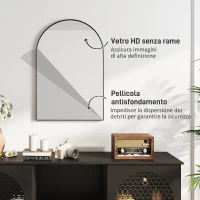 HOMCOM Specchio da Bagno ad Arco in Lega di Alluminio e Vetro 60x90 cm per Camera e Soggiorno, Nero(m-5)