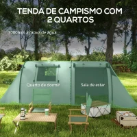 Outsunny Tenda de Campismo Familiar para 3 Pessoas Tenda Campismo Dobrável com Gancho e Bolsa de Transporte 470x220x150 cm Cinzento(m-4)