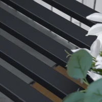 Outsunny Gartenbank 2-Sitzer Parkbank aus Metall Sitzbank bis 240 kg Bank Terrassenbank mit Rücken- & Armlehnen Gartenmöbel Gusseisen Schwarz 128 x 58,5 x 89 cm(m-10)