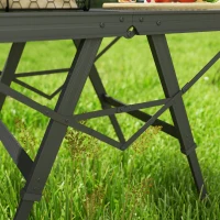 Outsunny 3 ft Folding Camping Table w/ Adjustable Heights, Outdoor Folding Picnic Table with Metal Mesh Desktop & Aluminium Legs, Portable Lightweight BBQ Table for Picnic, Garden, Party, Black(m-9)