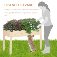 Outsunny Horta Elevada de Madeira com Tecido não Tecido e 4 Orifícios de Drenagem para Cultivo 86x46x76cm Madeira(m-5)