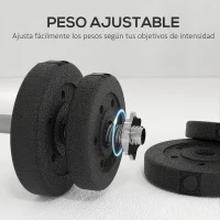 HOMCOM Juego de Mancuernas Ajustables de 25kg con Discos de 2,5/1,5/1,25kg y Barras de 2kg para Gimnasio en Casa(m-4)
