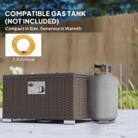 Outsunny Five Piece Rattan Garden Furniture Set with Gas Fire Pit Table and Footstool - Brown and Cream White(m-6)