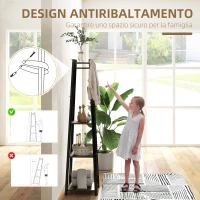 HOMCOM Appendiabiti da Terra con 8 Ganci, 3 Ripiani e Mensola Superiore, 42x42x170 cm, Marrone(m-6)