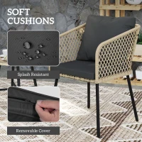 Outsunny Three-Piece Cut-Out Rattan Chair and Table Set - Brown/Black(m-6)