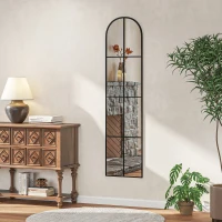 HOMCOM Espejo de Pared de Cuerpo Entero con Diseño Arqueado y Marco de Metal para Dormitorio o Recibidor 40x160 cm Negro(m-9)