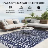 Outsunny Tapete de Exterior 182x274 cm Tapete Reversível com Padrão Geométrico e Bolsa de Transporte Azul(m-6)