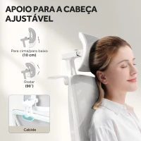HOMCOM Cadeira de Escritório de Malha Reclinável com Apoio para a Cabeça Ajustável e Altura Regulável  71x70x109-119 cm Cinza(m-6)